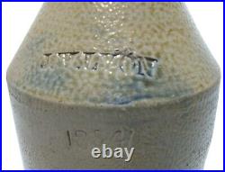 J W Lyon 1854 Mid-19th C Antique Salt Glzd Blue Slip Stmpd Stoneware Cer Bottle