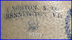 J norton and co Bennington VT salt glazed Stoneware Jug Blue decorated # 2