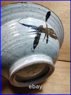 Japanese Antique Stoneware Rinsing Bowl Crackle Glaze Art Pottery Rare Find