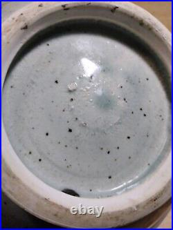 Japanese Antique Stoneware Rinsing Bowl Crackle Glaze Art Pottery Rare Find