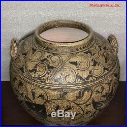 Korean High Fired Onggi Stoneware Pottery Twin Fishes Marriage Jar