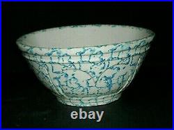 LG. 10 Early Pfaltzgraff Blue & White Spongeware Bowl (1895 1920) Stoneware