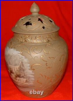Langley Mill Art Pottery Antique Pot Pourri Vase/Jar Tintern Abbey Denby