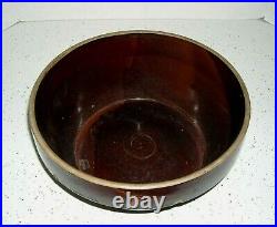 Large 10 1/2 Albany Slip Glazed Incised Bowl MARY KROHM Song Bird Stoneware