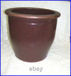 Large Antique Brown Crock Primitive Stoneware