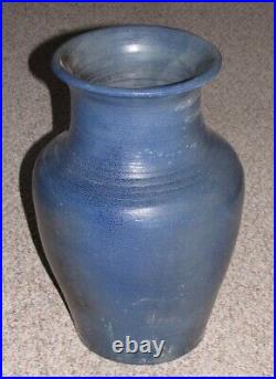 Large Antique Hand Thrown Blue Glaze Stoneware Crock 18