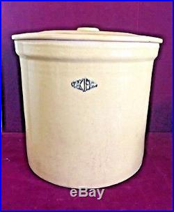 Large Rare Vintage Pacific Stoneware Pottery Crock + Lid 1920's 12 tall #5