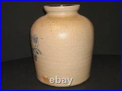 Large Two Gallon Blue Decorated Salt Glazed Stoneware Preserve Storage Jar Ohio