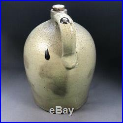 Late 19th Century Midwest Salt Glaze Stoneware Pottery Jug Turkey Droppings
