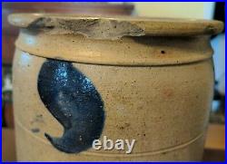 Lehew & Co Strasburg Virginia Antique Blue Decorated Crock Stoneware as is