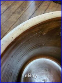 Macomb Ill Eagle Pottery #6 Crock Illinois Stoneware 1880s Salt Glaze Blue/Cream