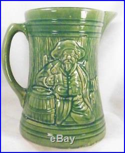 McCoy Buccaneer Stoneware Pitcher Jug Tankard Green Vintage Art Pottery NICE