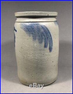 Mid 19th C. Salt Glaze Stoneware Jar With Cobalt Blue