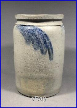 Mid 19th C. Salt Glaze Stoneware Jar With Cobalt Blue