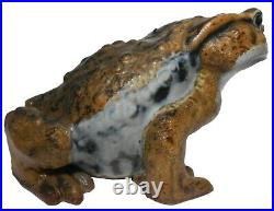 Mid-20th C Japanese Vint Large Hand Painted, Glazed Stoneware Ceramic Bullfrog