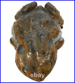 Mid-20th C Japanese Vint Large Hand Painted, Glazed Stoneware Ceramic Bullfrog