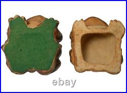 Mid-20th C Japanese Vint Pair Hand Painted, Glazed Stoneware Ceramic Bullfrogs
