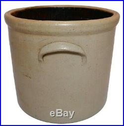 Mid-late 19th C American Antique 2 Gal Primitive Salt Glazed #2 Stoneware Crock
