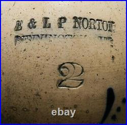 Mid-late 19th C American Antique E & L P Norton Stoneware 2 Gl Jug Bennington Vt