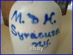 Moore & Hubbard / M & H Syracuse N. Y. Cobalt Decorated Stoneware 2 Gal. Jug