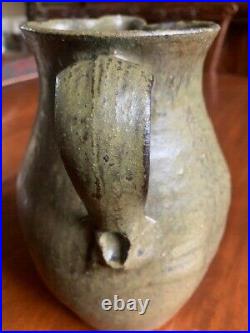 NATHANIEL HEWELL Stoneware Pottery Tobacco Spit Pitcher by 10 Tall