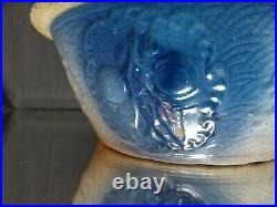 NEAR MINT! A. E. Hull (1905-35) Apricot Blue & White Stoneware Bowl Salt Glaze