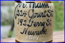 NEWARK NJ JOE MAMM SCRIPT JUG CROCK SLAT GLAZE ooak COURT ST STONEWARE pottery