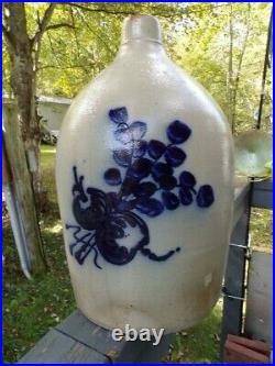 N. A White & Son, Stoneware Massive Blue Flower Decor Jug 15 Tall Beauty