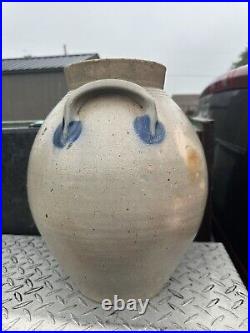 N Clark Athens NY Ovoid Stoneware Jar C. 1825 Cobalt Blue 4 Gallon