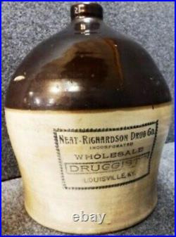 Neat-Richardson Drug Co. Druggists Louisville KY Advertising Stoneware Jug