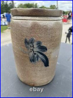 Nice Baltimore Blue Decorated Stoneware Jar 1 1/2 Gallon