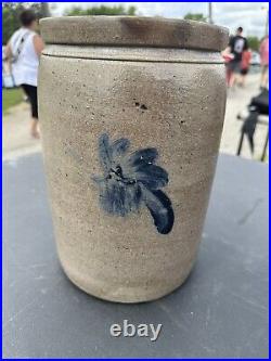 Nice Baltimore Blue Decorated Stoneware Jar 1 1/2 Gallon