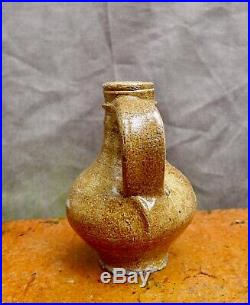 Nice quality 17th Century German Rearen stoneware oil jug found in Amsterdam