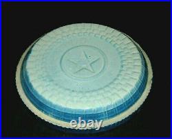 Novel Blue & White Stoneware Pie Plate Embossed Trellis Salt Glaze