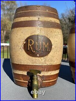 OUTSTANDING Antique Salt Glazed Stoneware BARREL KEGS Whiskey & Rum