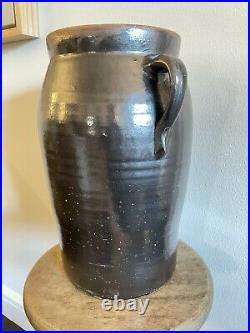 O'Henry 19th C Brown 4 Gallon Stoneware Churn Southern Pottery