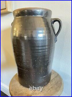 O'Henry 19th C Brown 4 Gallon Stoneware Churn Southern Pottery