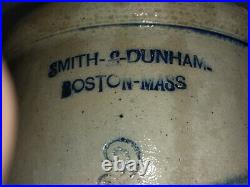 Old Antique Stoneware Crock 2 gal. With Cobalt Pheasant SMITH & DUNHAM BOSTON MASS