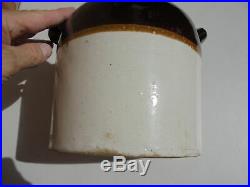 Old Antique Uhl Pottery Stoneware Bale Hdl Moonshine Harvest Jug Brown White