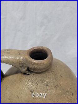 Old stoneware jug american antique pottery / 1800s handled jug 4308