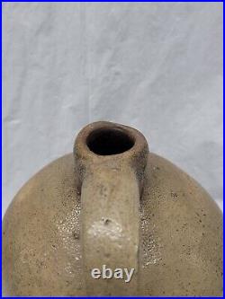 Old stoneware jug american antique pottery / 1800s handled jug 4308