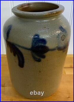 One-Gallon Stoneware Jar with Cobalt Floral Decoration, Philadelphia, PA
