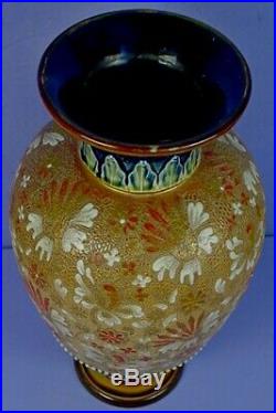 Pair 14 Antique English Doulton Lambeth Slaters Stoneware Vases