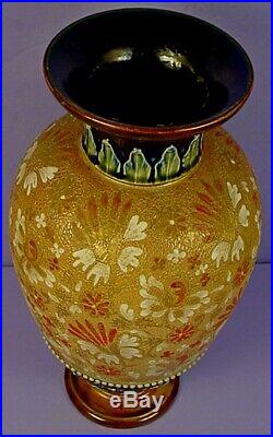 Pair 14 Antique English Doulton Lambeth Slaters Stoneware Vases