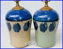 Pair MID Century Pottery Stoneware 1970's Lamps