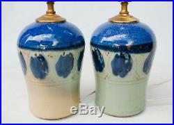 Pair MID Century Pottery Stoneware 1970's Lamps