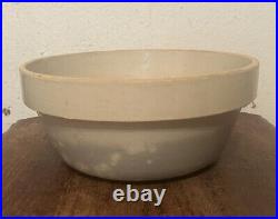 Pair of 2 Antique Primitive Stoneware Pottery Nesting Mixing Bowls, 10.5 & 9