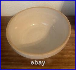 Pair of 2 Antique Primitive Stoneware Pottery Nesting Mixing Bowls, 10.5 & 9