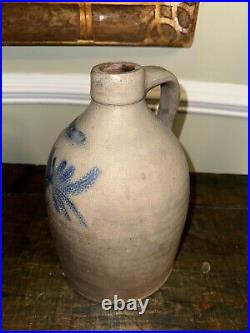 Pennsylvania Antique Stoneware Jug Cobalt Decorated Floral Decoration Easton PA