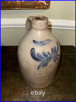 Pennsylvania Antique Stoneware Jug Cobalt Decorated Floral Decoration Easton PA